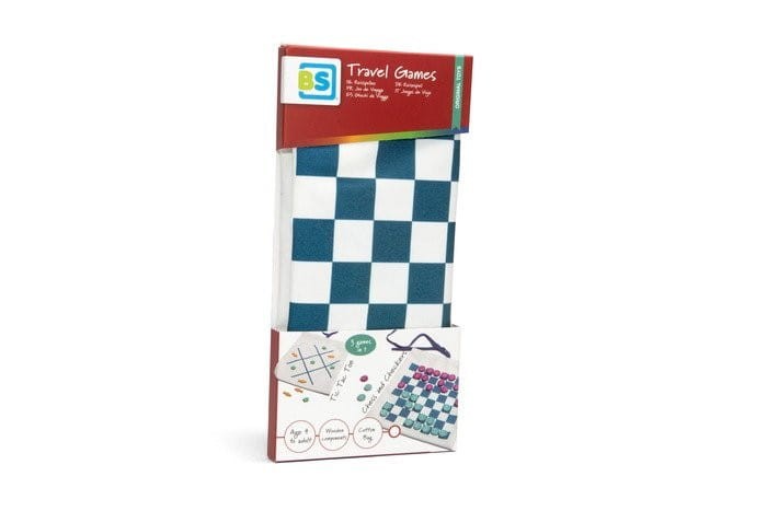 Gry podróżne 3w1 warcaby, szachy, kółko i krzyżyk BS Toys