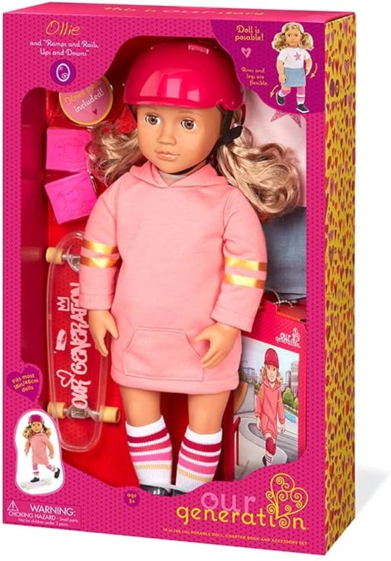 Lalka z deskorolką i kaskiem Ollie 46cm Our Generation