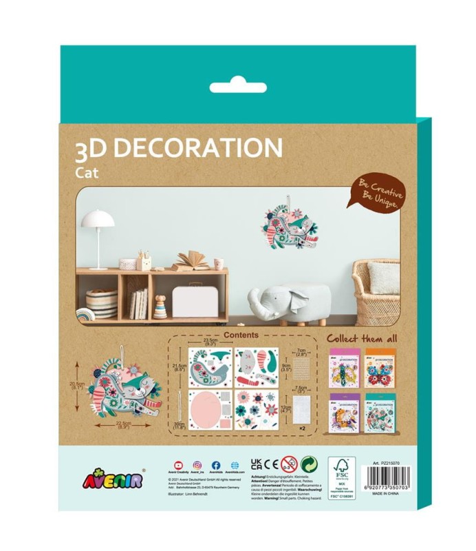 Dekoracja 3D kot zrób sam DIY Avenir