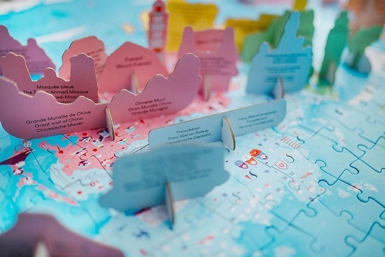 Puzzle edukacyjne z figurkami 3D Cuda świata 350 elementów - Janod