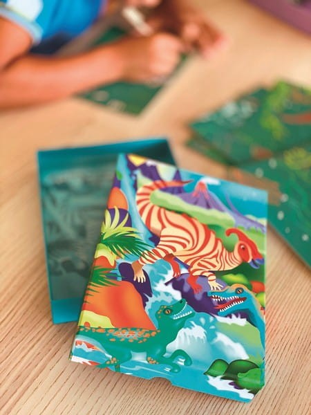 Kolorowe Zdrapywanki z Rysikiem Dinozaury 6 szt. - Box Candiy