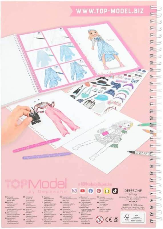 Kolorowanka z Sylwetkami, Naklejkami, Kredkami Ubieranki - Top Model