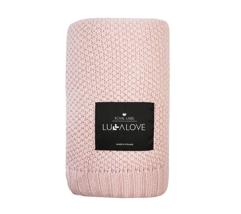 Bambusowy kocyk 80x100 cm pudrowy róż Splot Makaronik - Lullalove