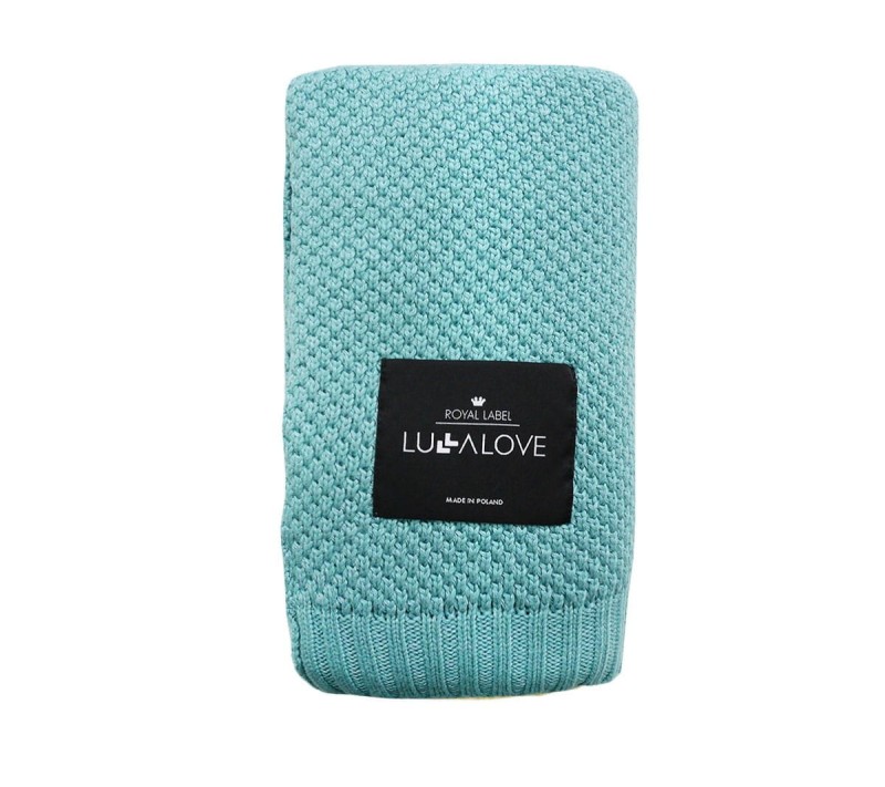 Kocyk Bambusowy 80x100 cm Lazurowy Splot Makaronik - Lullalove