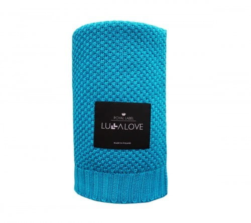 Kocyk Bambusowy 80x100 cm Turkusowy Splot Makaronik - Lullalove