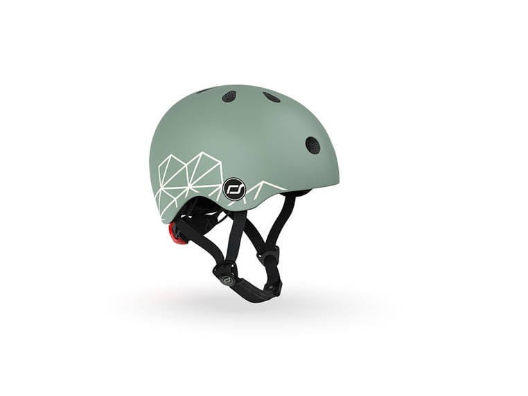 Ultralekki kask ochronny z lampką LED na hulajnogę i rower  dzieci 1-5 lat Green Lines - Scoot & Ride