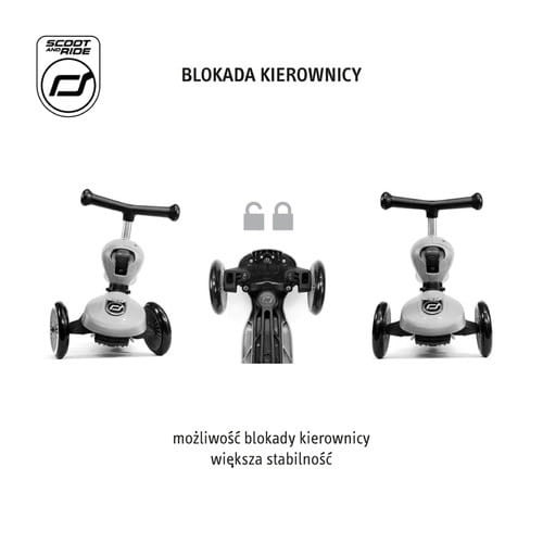 Scootandride Jeździk i hulajnoga z rączką do prowadzenia Highwaykick 1 Push and Go 2w1 Ash