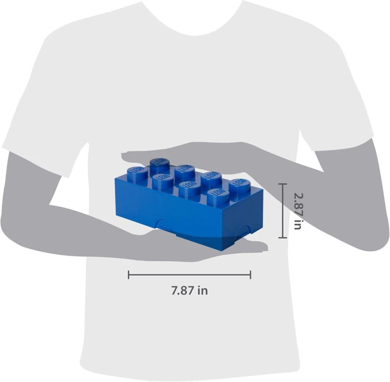 Lego pudełko klocek niebieski, lunchbox, piórnik, pojemnik