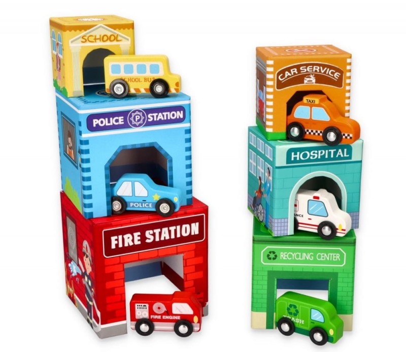 Pudełka Garaże z Pojazdami - Lelin