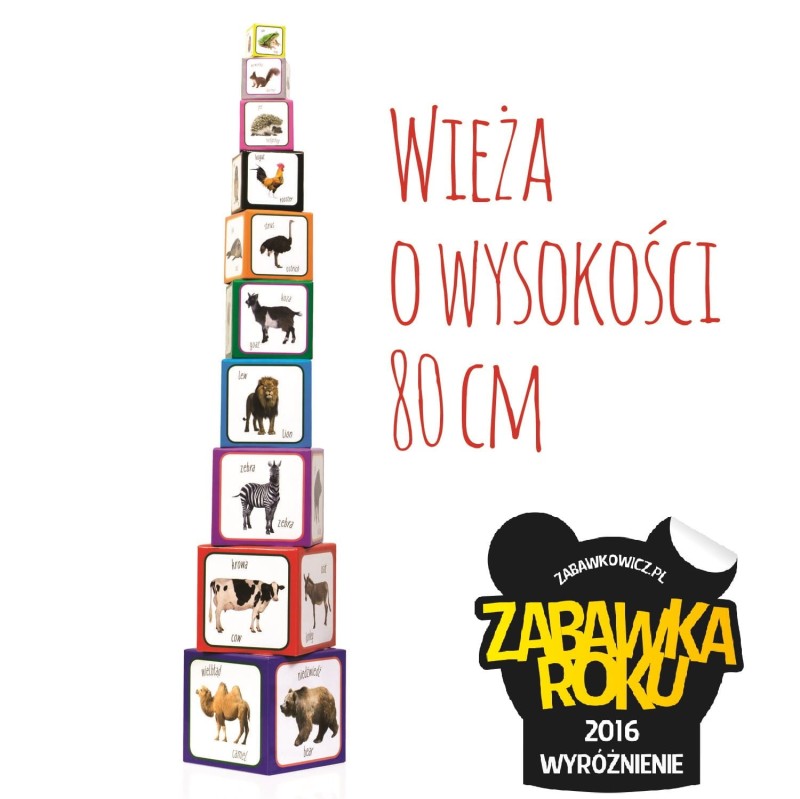 Kartonowe Klocki Wieża Zwierzęta - Piramida Zabaw