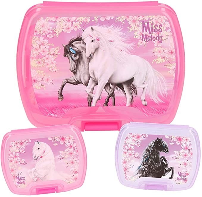 LunchBox 3w1 Pudełka Śniadaniówki Konie - Miss Melody