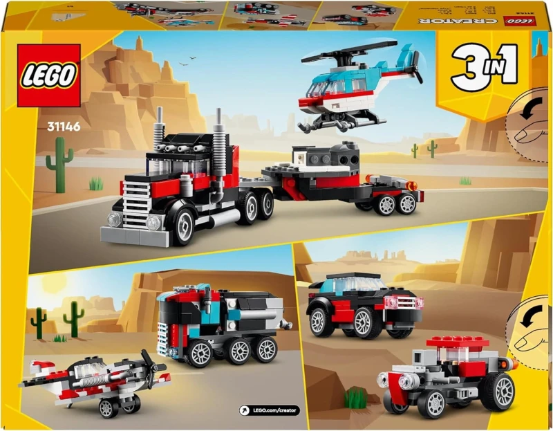 Lego Ciężarówka z platformą i helikopterem 31146