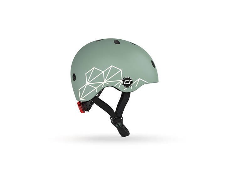 Ultralekki kask ochronny z lampką LED na hulajnogę i rower  dzieci 1-5 lat Green Lines - Scoot & Ride