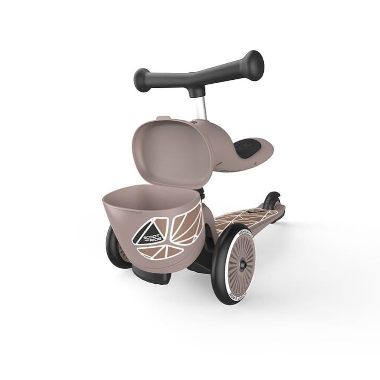 Hulajnoga Jeździk 2w1 z zamykanym schowkiem Highwaykick 1 Lifestyle Brown Lines Scoot & Ride
