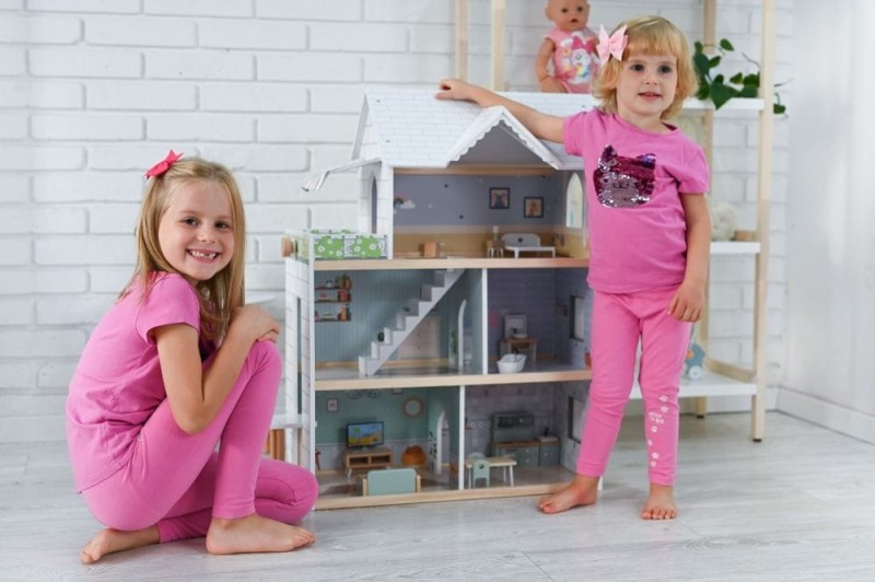 Piętrowy Domek dla Lalek z Windą i Mebelkami 80 cm - Adam Toys