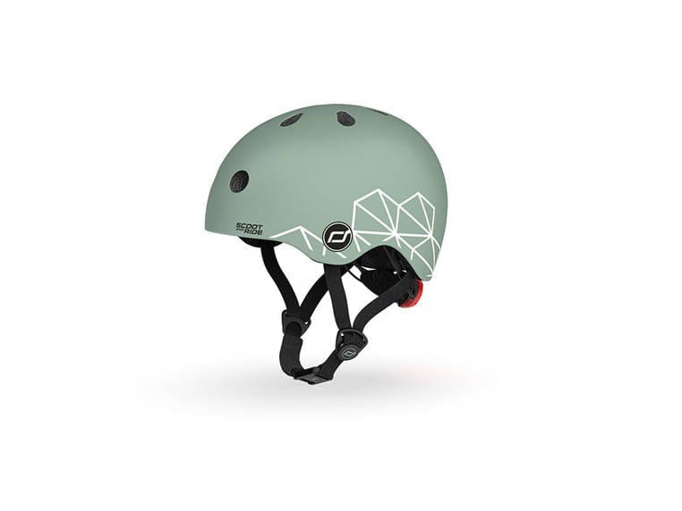 Ultralekki kask ochronny z lampką LED na hulajnogę i rower  dzieci 1-5 lat Green Lines - Scoot & Ride
