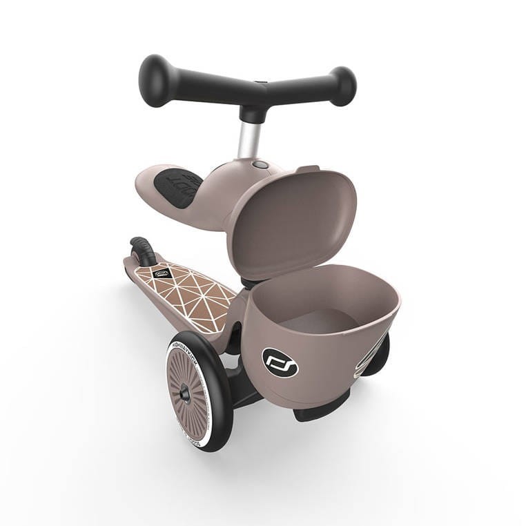 Hulajnoga Jeździk 2w1 z zamykanym schowkiem Highwaykick 1 Lifestyle Brown Lines Scoot & Ride