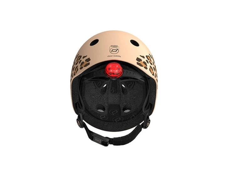 Kask ochronny z lampką LED na hulajnogę i rower dzieci 1-5 lat Leopard - Scoot & Ride