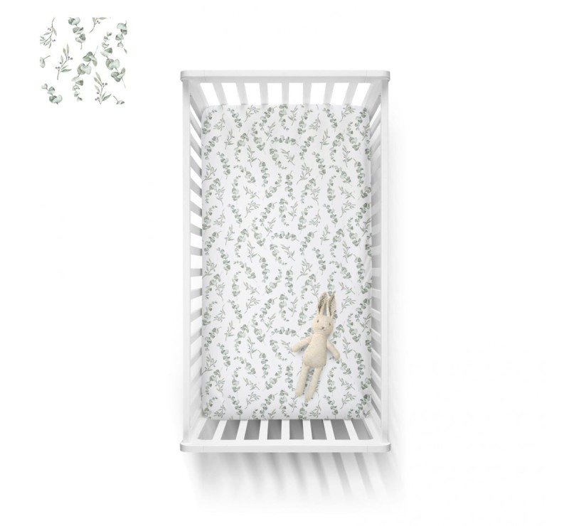 Bawełniane Prześcieradełko do Łóżeczka 60x120 cm Eucalyptus - BabySteps