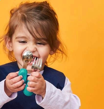 Widelec i łyżka ETAP 2 Niebieski 1-3 lata - Sztućce Nana's Manners