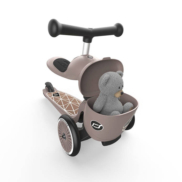 Hulajnoga Jeździk 2w1 z zamykanym schowkiem Highwaykick 1 Lifestyle Brown Lines Scoot & Ride