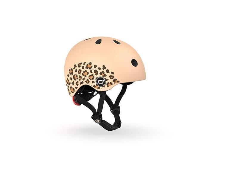 Kask ochronny z lampką LED na hulajnogę i rower dzieci 1-5 lat Leopard - Scoot & Ride