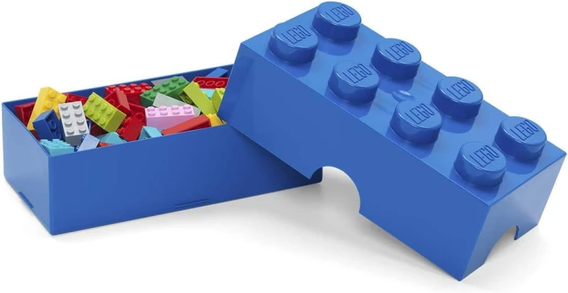 Lego pudełko klocek niebieski, lunchbox, piórnik, pojemnik