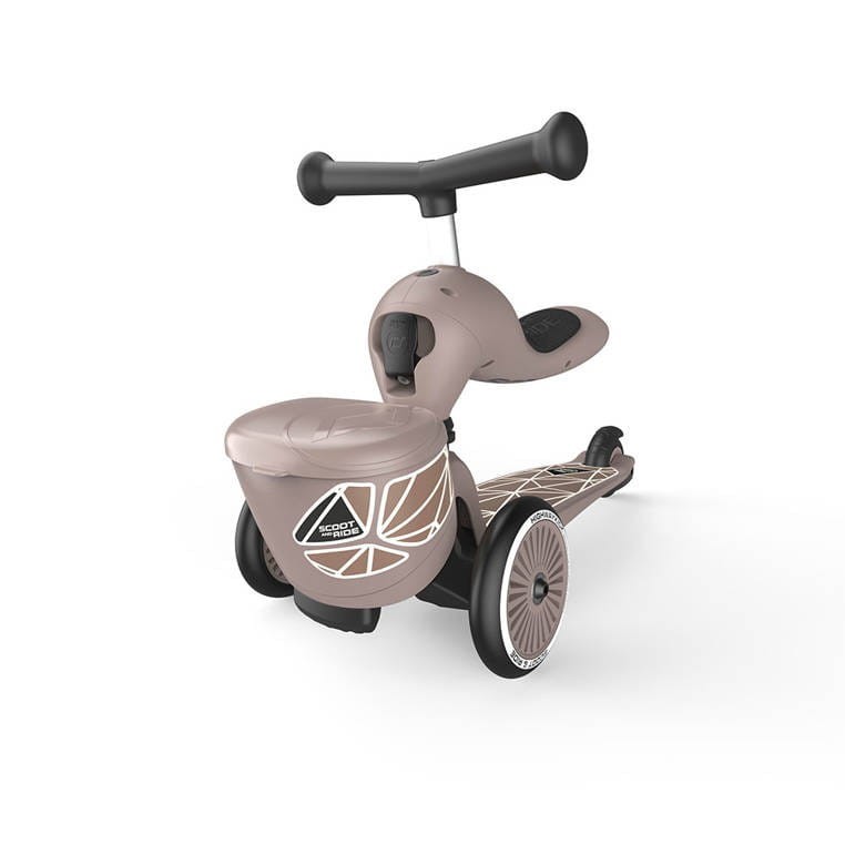 Hulajnoga Jeździk 2w1 z zamykanym schowkiem Highwaykick 1 Lifestyle Brown Lines Scoot & Ride