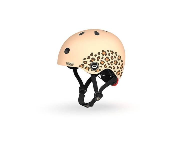 Kask ochronny z lampką LED na hulajnogę i rower dzieci 1-5 lat Leopard - Scoot & Ride