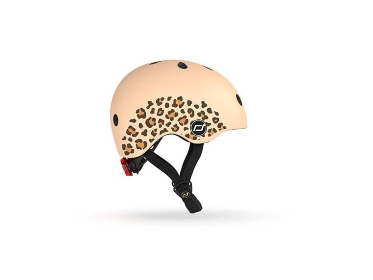 Kask ochronny z lampką LED na hulajnogę i rower dzieci 1-5 lat Leopard - Scoot & Ride