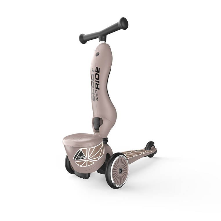 Hulajnoga Jeździk 2w1 z zamykanym schowkiem Highwaykick 1 Lifestyle Brown Lines Scoot & Ride