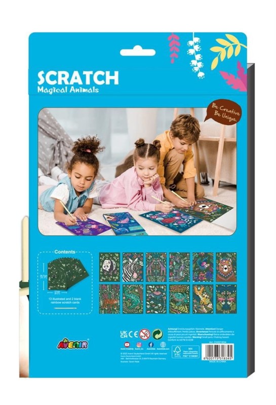 Duże Wydrapywanki Zwierzęta 15 szt. Scratch - Avenir