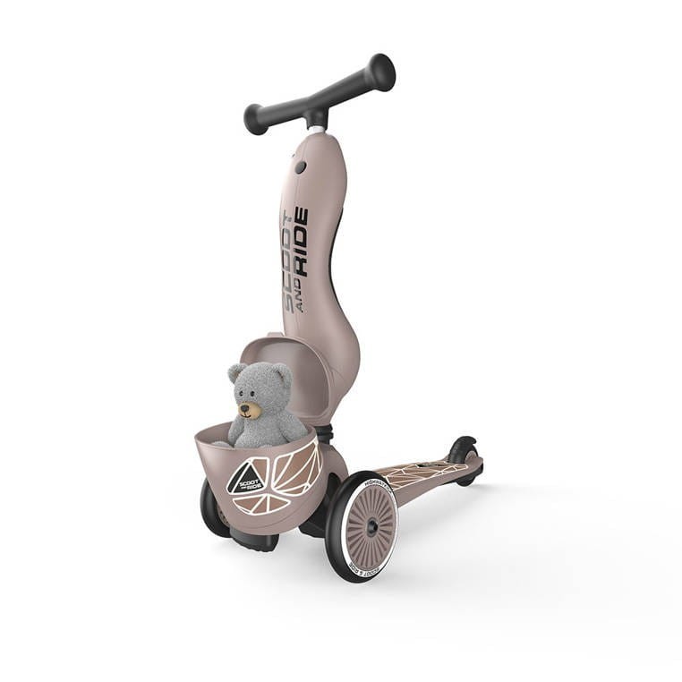 Hulajnoga Jeździk 2w1 z zamykanym schowkiem Highwaykick 1 Lifestyle Brown Lines Scoot & Ride