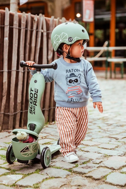 Hulajnoga Jeździk 2w1 z zamykanym schowkiem Highwaykick 1 Lifestyle Green Lines Scoot & Ride