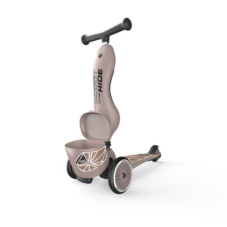 Hulajnoga Jeździk 2w1 z zamykanym schowkiem Highwaykick 1 Lifestyle Brown Lines Scoot & Ride