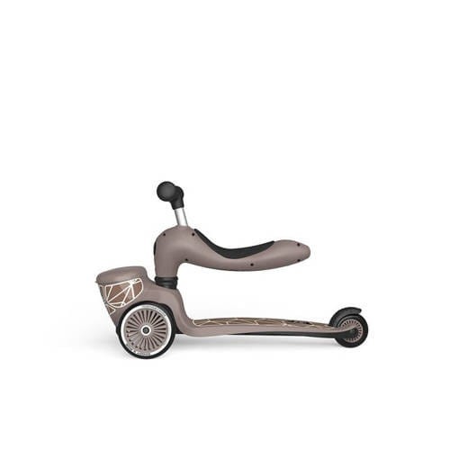 Hulajnoga Jeździk 2w1 z zamykanym schowkiem Highwaykick 1 Lifestyle Brown Lines Scoot & Ride