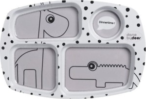 Talerz z 4 przegródkami Dots Szary - Done by Deer