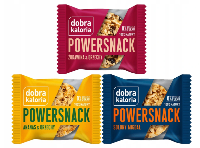 3x Powersnack Żurawina & Orzechy, Solony Migdał, Ananas & Orzechy - dobra kaloria