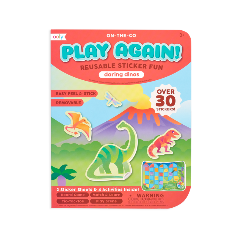 Plansza z Wielorazowymi Naklejkami i Grą Dino - Ooly