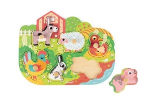 Puzzle z uchwytami Na Farmie układanka - Janod