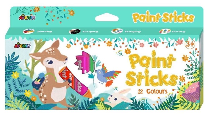 Wszechstronne Farby w Kredce 12 szt. Paint Sticks - Avenir