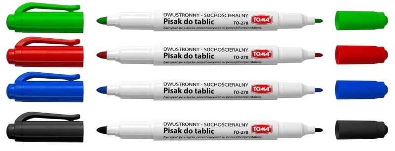 Pisaki suchościeralne dwustronne 4 kolory - Toma
