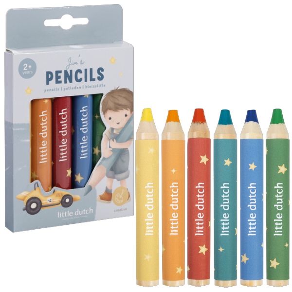 Little Dutch Drewniane, grube kredki Jim &amp; Friends - Little Dutch -Photoroom.png