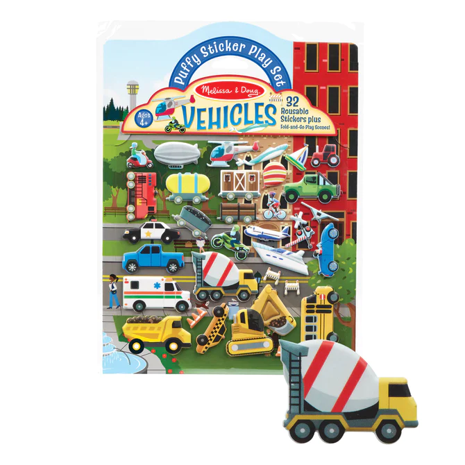 Wielorazowe Naklejki z Planszami Pojazdy - Melissa & Doug