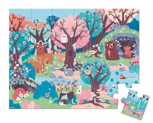 Świecące puzzle z mini lampką UV Las 24 el. - Janod