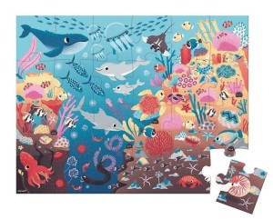 Świecące puzzle z mini lampką UV Ocean 24 el. - Janod