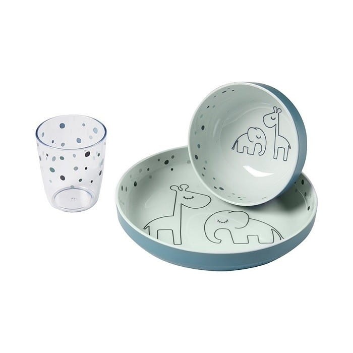 Komplet Naczyń z Melaminy Dots Blue - Done by Deer