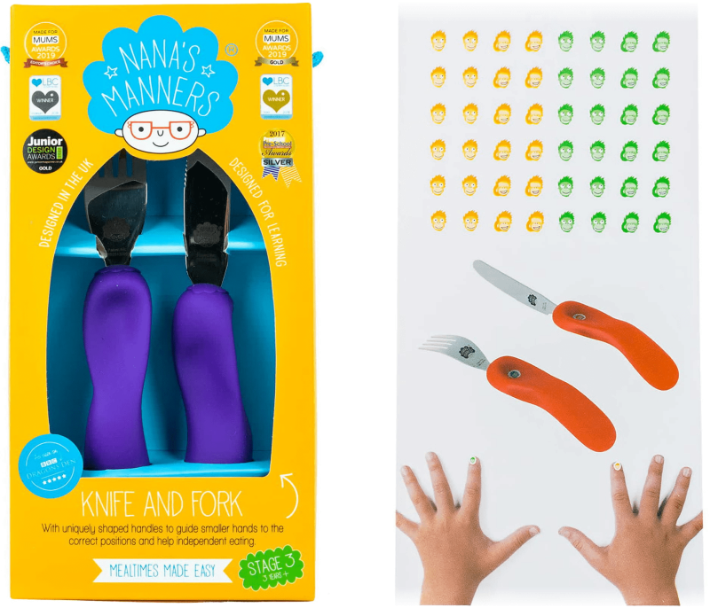 Sztućce Nana's Manners Nóż i Widelec ETAP 3 Fioletowy 3-9 lat