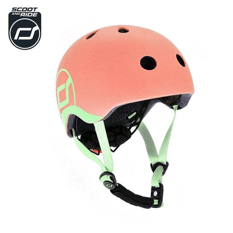 Ultralekki Kask Ochronny z Lampką LED na Hulajnogę i Rower  dzieci 1-5 lat Peach - Scoot & Ride