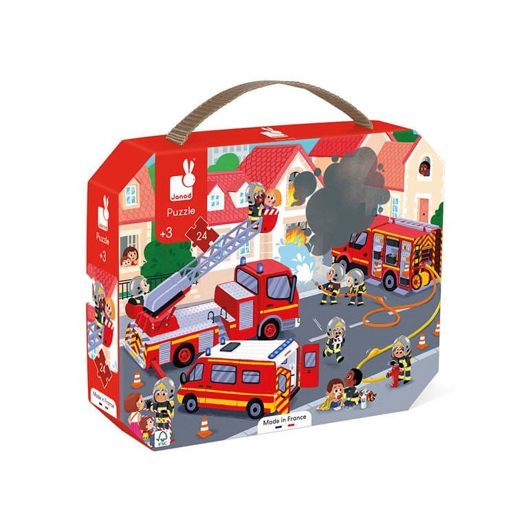 Puzzle w walizce 36 el. Straż Pożarna - Janod